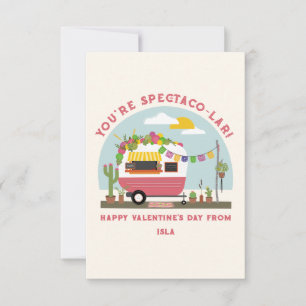Taco Truck Pun Pink Camper School Valentine Photo Card