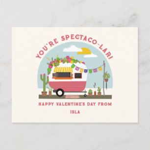 Taco Truck Pun Pink Camper School Valentine  Postcard
