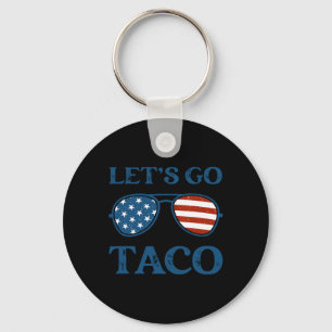 Taco Trump 2025 Retro Sungles Funny Let's Go Taco  Key Ring