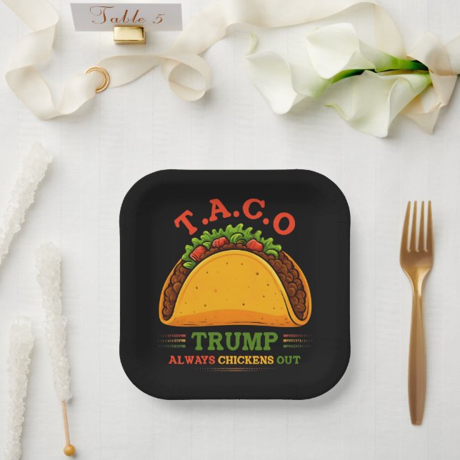 Taco Trump Always Chickens Out Funny Paper Plate (Wedding)