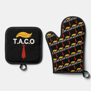 Taco Trump Always Chickens Out Oven Mitt & Pot Holder Set