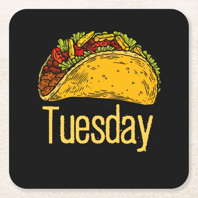 Taco Tuesday Mexican Food Tacos Foodie Mexico Square Paper Coaster (Front)