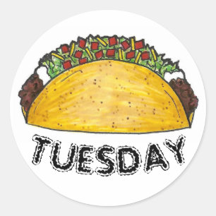 TACO TUESDAY Mexican Tex Mex Food Tacos Foodie Classic Round Sticker