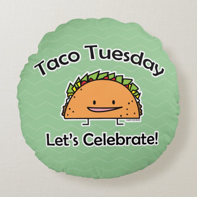 Taco Tuesday shell cheese Mexican food tortilla Round Cushion (Front)