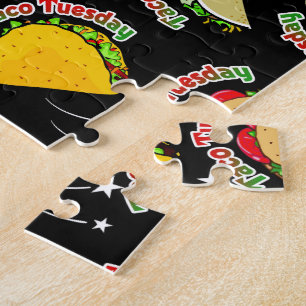 Taco Tuesday Soft and Hard Tacos and Hot Sauce Jigsaw Puzzle
