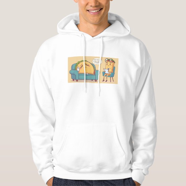 Taco Tuesday Therapy - Funny Cartoon Food Art Hoodie (Front)