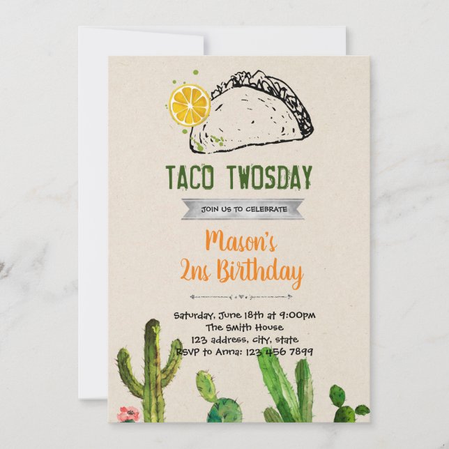 Taco two-day birthday invitation (Front)