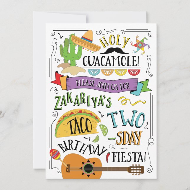 Taco Twos-day 2nd Birthday Party Invitation (Front)