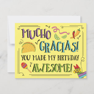 Taco Twos-day Fiesta Birthday Party Thank You Card