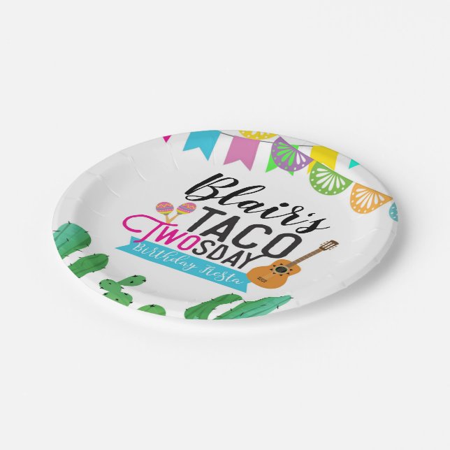 Taco Twos-day Paper Plates (Angled)