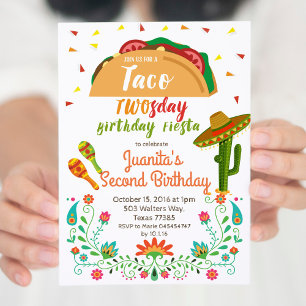 Taco TWOSday 2nd Birthday Party Fiesta Card