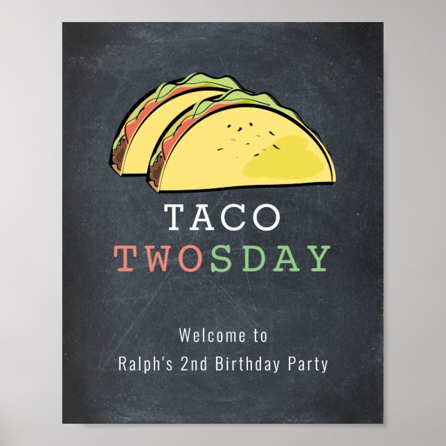 Taco Twosday Chalkboard Birthday Welcome Sign (Front)