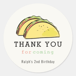 Taco Twosday Cream 2nd Birthday Thank You Classic Round Sticker