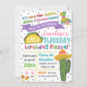 Taco TWOsday Invitation 2nd Birthday Fiesta