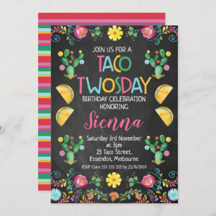 Taco Twosday Mexican 2nd Birthday Invitation