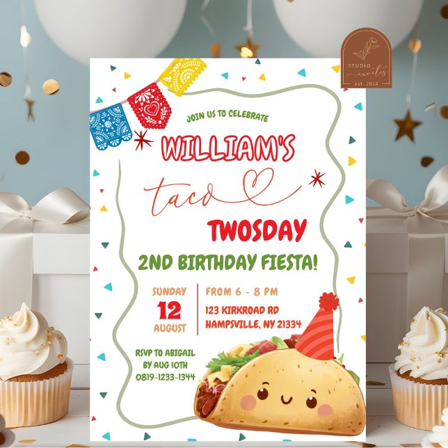 Taco Twosday Mexican Fun Birthday Boy Invitation (Creator Uploaded)