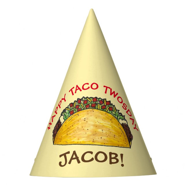Taco TWOSday Tuesday 2nd Birthday Party Fiesta Hat (Front)