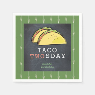 Taco Twosday Tuesday Chalkboard 2nd Birthday Paper Napkin