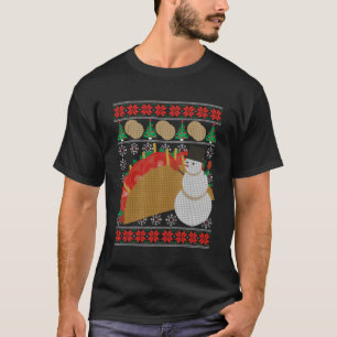 Taco Ugly Christmas Holiday Taco Lover Snowman Xma T-Shirt