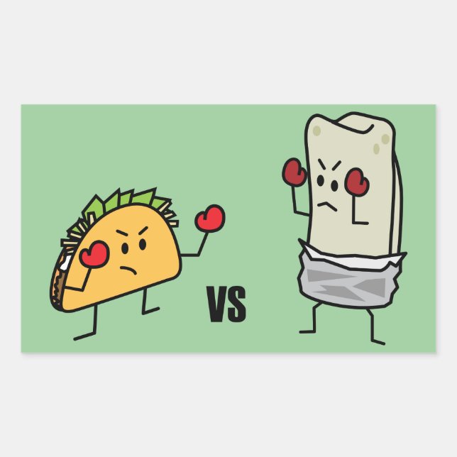Taco vs burrito rectangular sticker (Front)