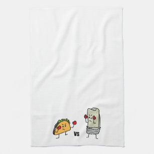 Taco vs burrito tea towel