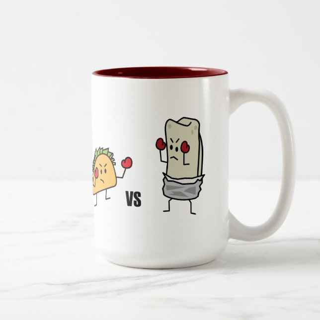 Taco vs burrito Two-Tone coffee mug (Right)