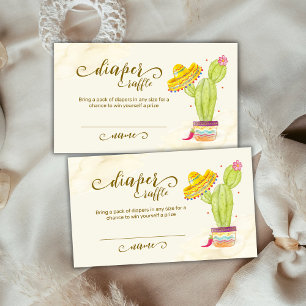 Taco Watercolor Cactus Diaper Raffle Baby Shower Enclosure Card