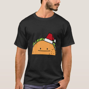 Taco wearing Santa Hat Christmas shell meat salsa T-Shirt