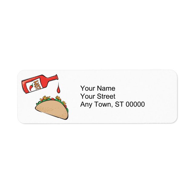 taco with hot sauce return address label (Front)