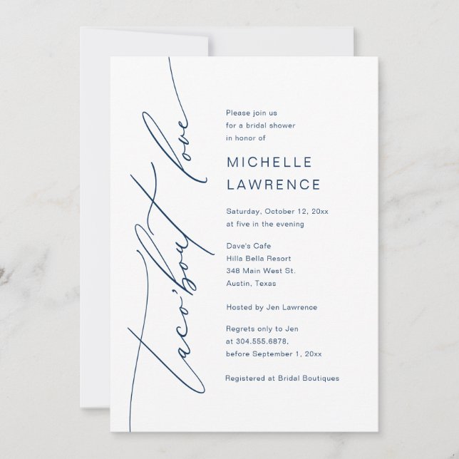 Taco'bout Love, Bridal Shower Party Celebration Invitation (Front)