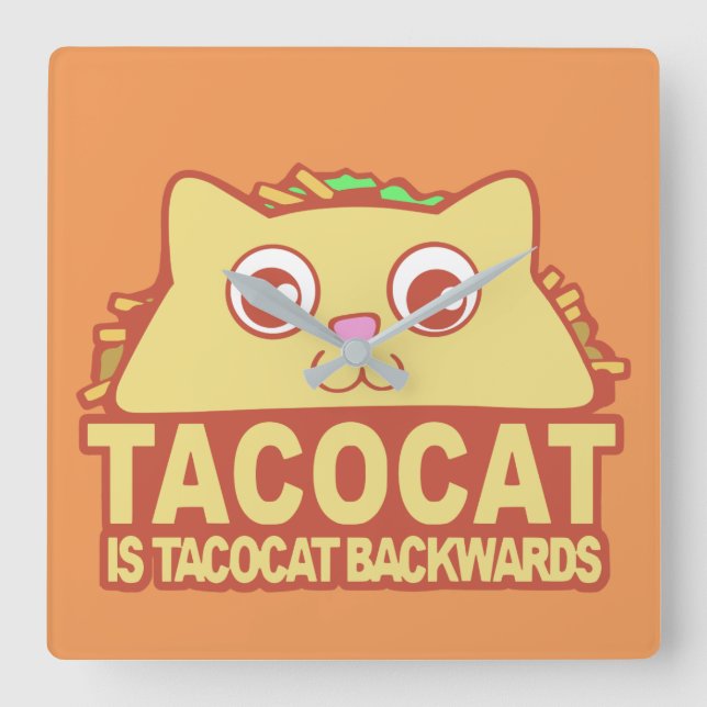 Tacocat Backwards II Square Wall Clock (Front)