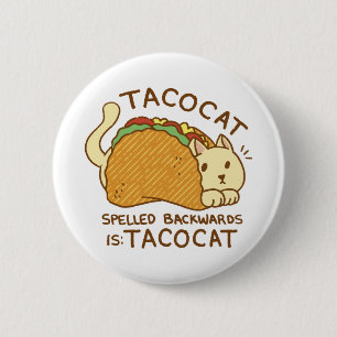 TACOCAT CAT ANIMAL IN TACO CARTOON 6 CM ROUND BADGE