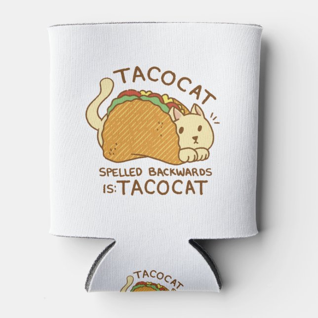 TACOCAT CAT ANIMAL IN TACO CARTOON CAN COOLER (Front)