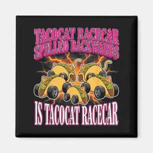Tacocat Racecar Spelled Backwards Funny Cat Taco Magnet