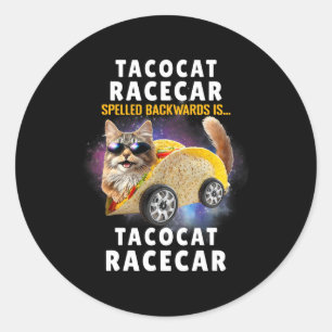 Tacocat Racecar Spelled Backwards Funny Mexican Ca Classic Round Sticker