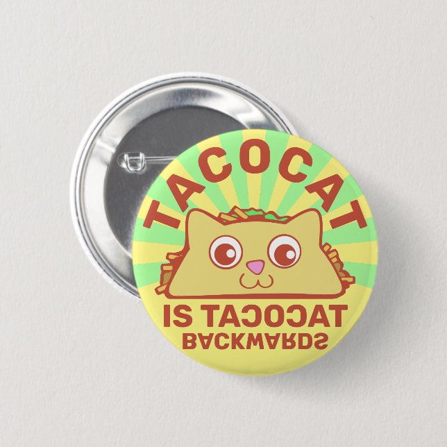 Tacocat Retro Carnival Pinback Button (Front & Back)