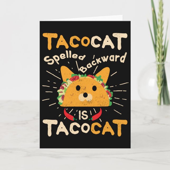 Tacocat Spelled Backwards Cinco de Mayo Cat Taco Card (Front)