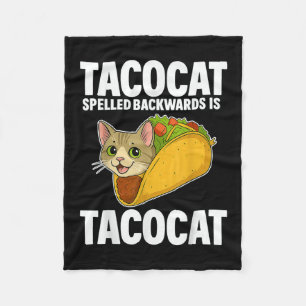 Tacocat Spelled Backwards Funny Cat Gifts Men Wome Fleece Blanket