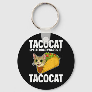 Tacocat Spelled Backwards Funny Cat Gifts Men Wome Key Ring
