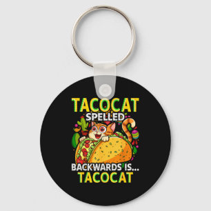 Tacocat spelled backwards taco cat cinco de mayo  key ring