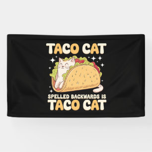 Tacocat Spelled Backwards Taco Cat Mexican Banner