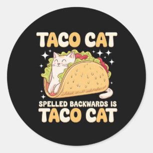Tacocat Spelled Backwards Taco Cat Mexican Classic Round Sticker