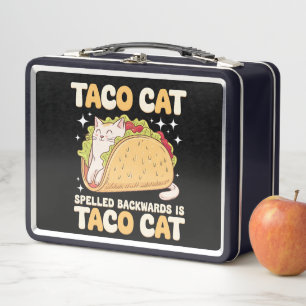 Tacocat Spelled Backwards Taco Cat Mexican Metal Lunch Box