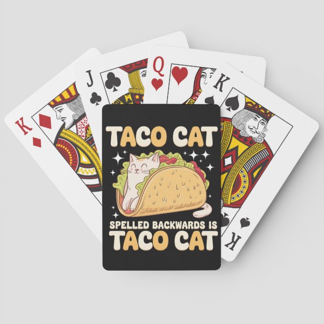 Tacocat Spelled Backwards Taco Cat Mexican Playing Cards (Back)