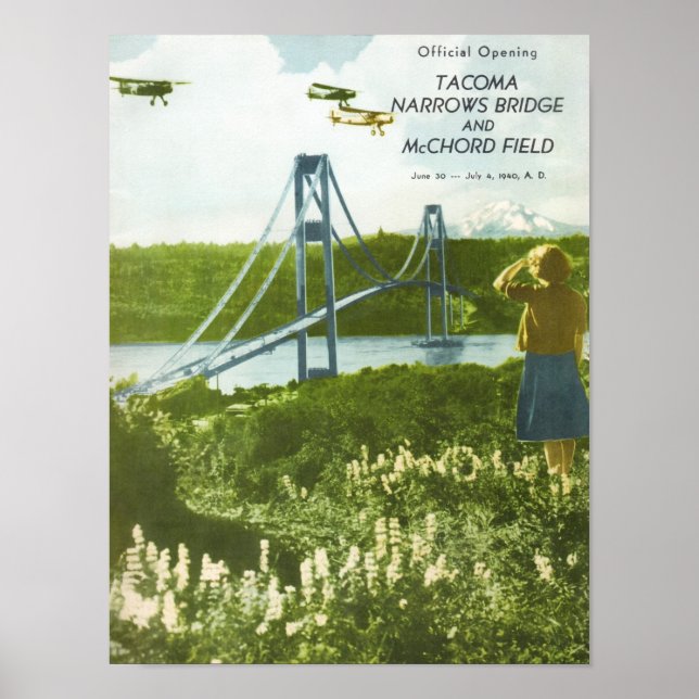 Tacoma Narrows Bridge Official Opening - 1940 Poster (Front)
