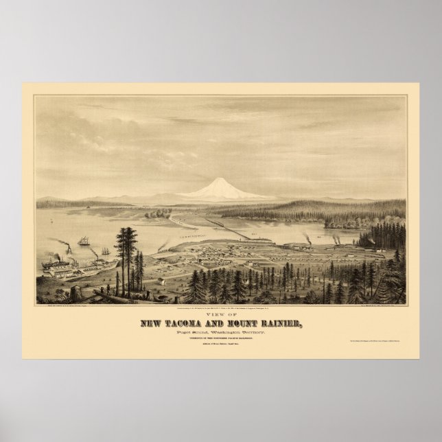 Tacoma, WA Panoramic Map - 1878 Poster (Front)