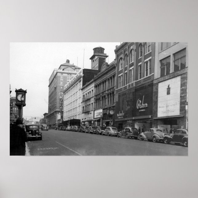 Tacoma, WA View of Broadway Looking North Poster (Front)