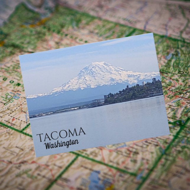 Tacoma, Washington and Mount Rainier Travel Postcard (In Situ Map)