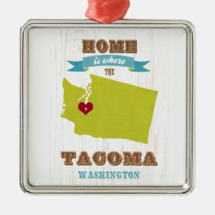 Tacoma,Washington Map – Home Is Where The Heart  Metal Ornament