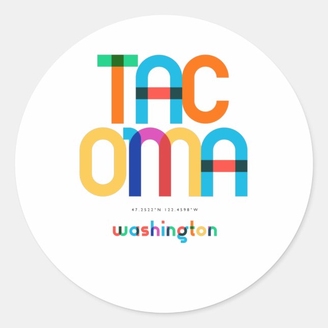Tacoma Washington Mid Century, Pop Art, Classic Round Sticker (Front)